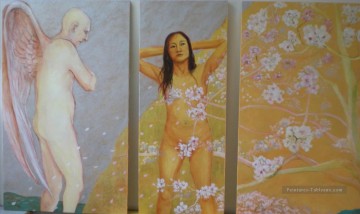 Populaire indienne œuvres - Autoportrait et la fleur de cerisier Indienne